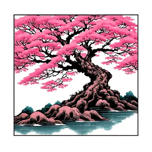 Japanese Manga Pink Tree Growing