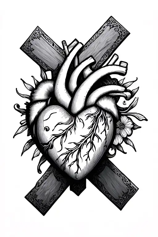 Christ Heart And The Cross