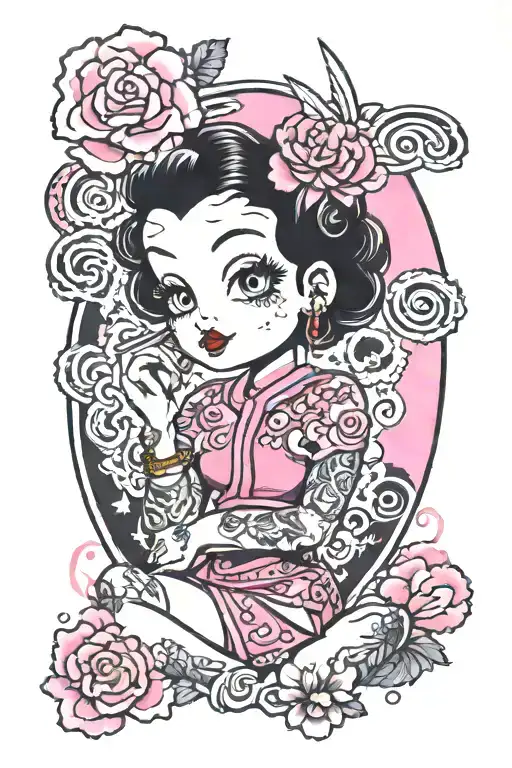Betty Boop Wearing A Pink Ladies