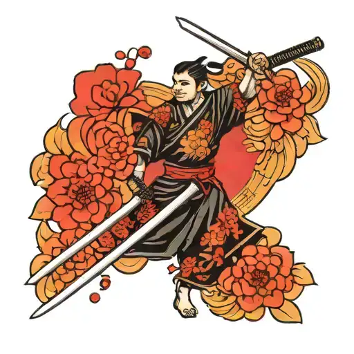 One Samurai Sword With Japanese Rising Sun No People's