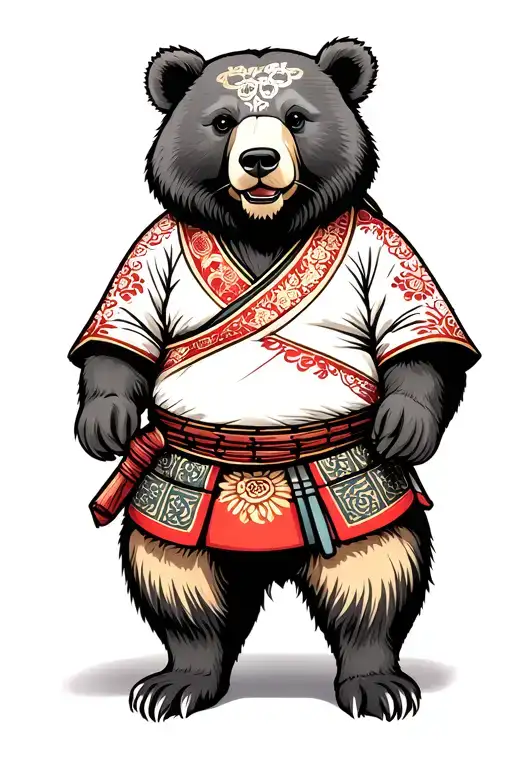 A Bear Dressed In Japanese Samurai Complete Body