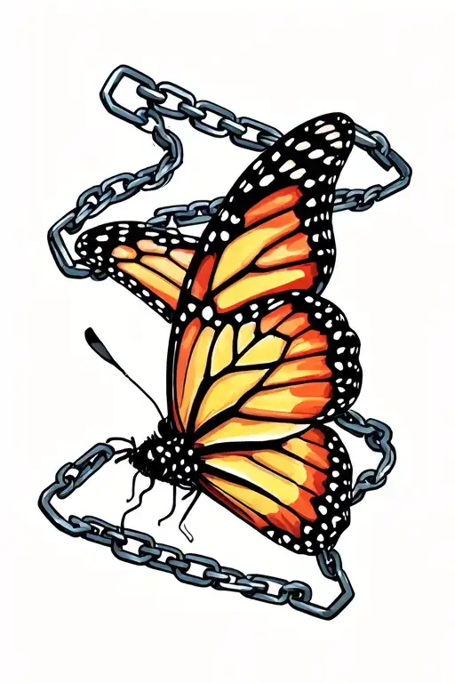 Monarch Butterfly On A Broken Chain