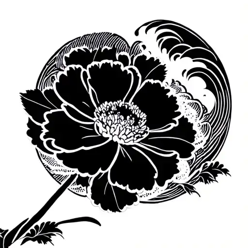 Carnation Flower With Circular Wave Background