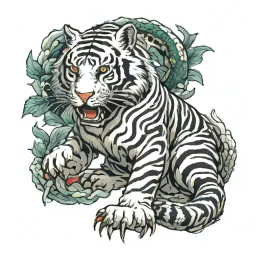 White Tiger With Dragon