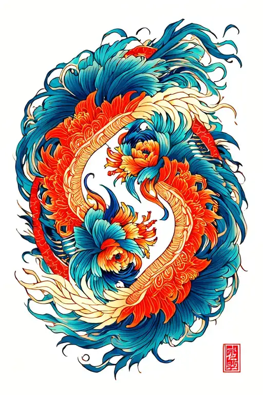 Two Koy That Intertwine Forming