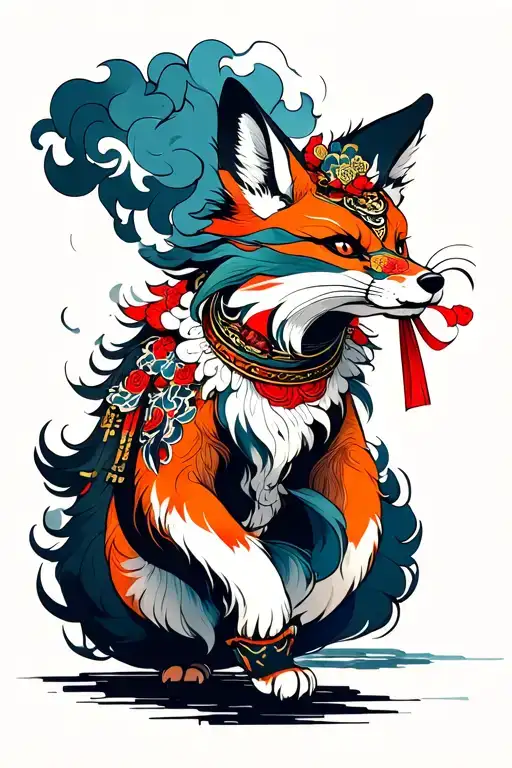 Kitsune Walking With Smoke