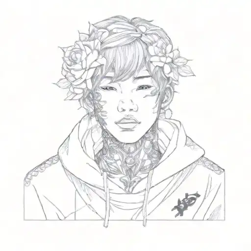 A Boy With Tattoos And A Hoodie Keep Rose