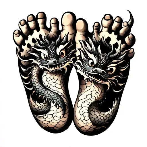 Baby Feet With The Year 2024 In Japanese Dragon With