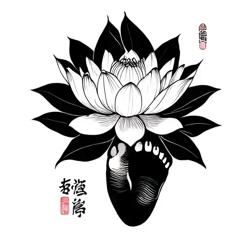 Lotus Flower With Baby Foot Print