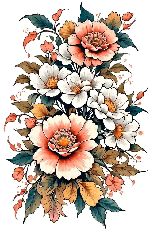 Flowers And Tribal Sleeve