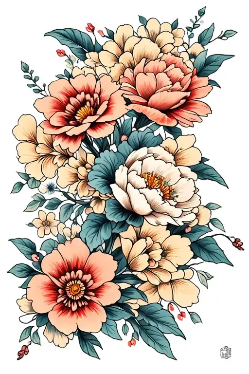 Flowers And Tribal Sleeve