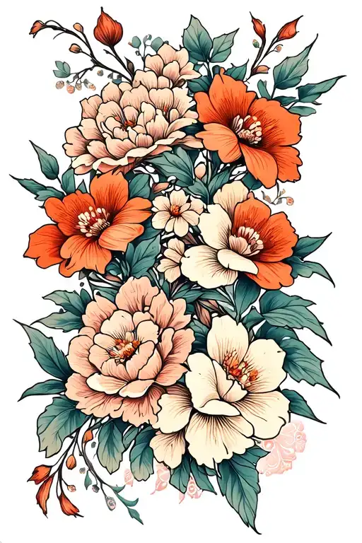 Flowers And Tribal Sleeve