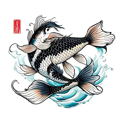 Koi And Water Waves