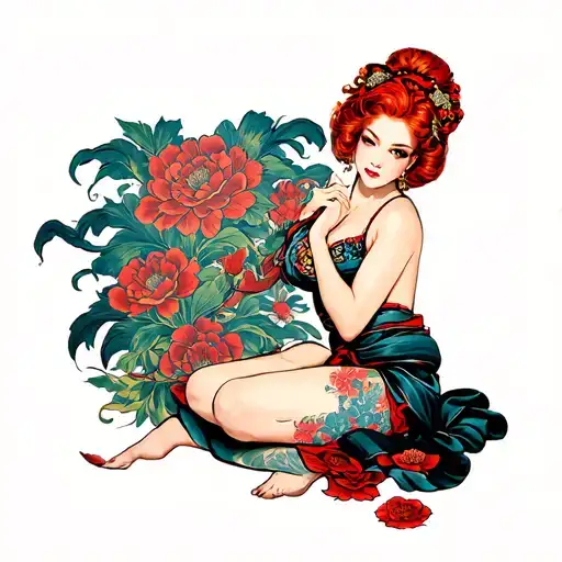 Red Head Pinup Girl Posing