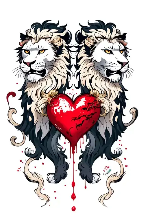 2 Lions And 1 Bloody Heart Made