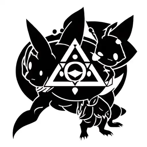 Pikachu And Link Zelda Triforce