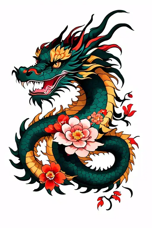 Dragon With Flowers