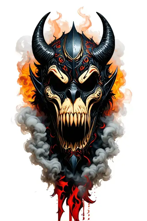 Arkham Knight Scarecrow Oni Mask Surrounded By Smoke