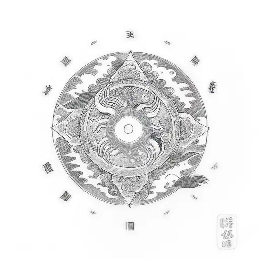 Ying And Yang Circling The Sun