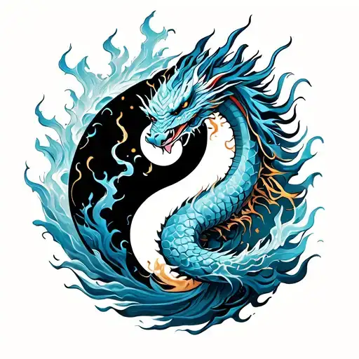 Ying Yang Dragon Fire Ice