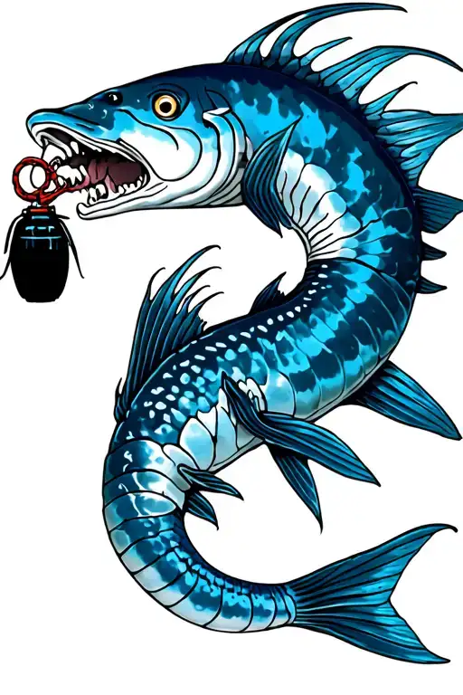 Oarfish With A Grenade In Mouth
