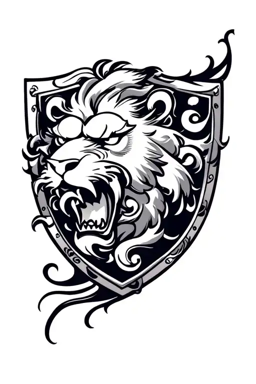 Crest Shield Lion Roaring