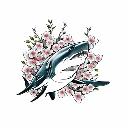 Shark With Cherry Blossom