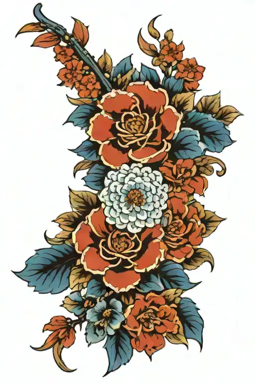 Blue And Black Floral Sleeve