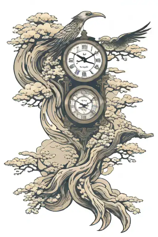 Clock With Mount Juji Background
