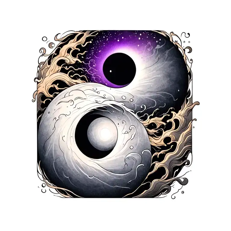 Two Black Holes Abosring One Another One Purple The Other Grey