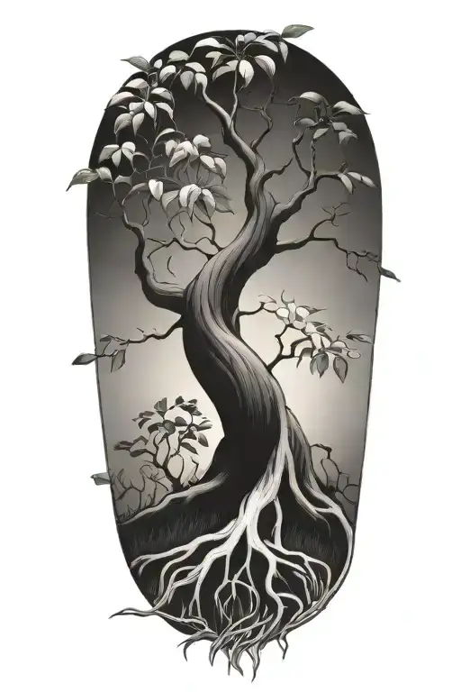 Half Sleeve Morton Bay Fig Tree With Roots