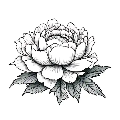 Peony With Black Pointed Leaves
