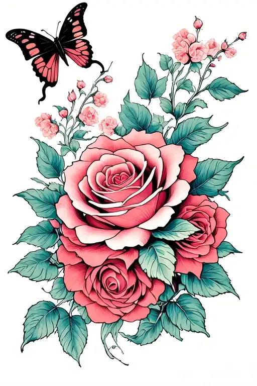 Rose And Butterfly