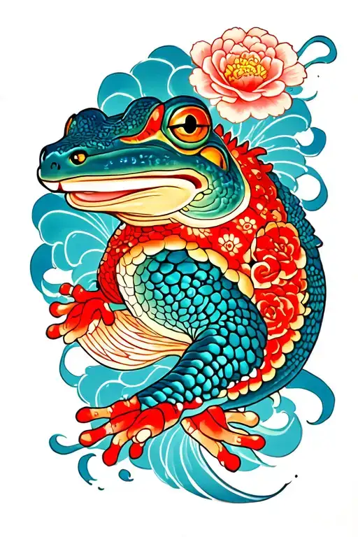 Traditional Japanese Sleeve Tattoo With Toad