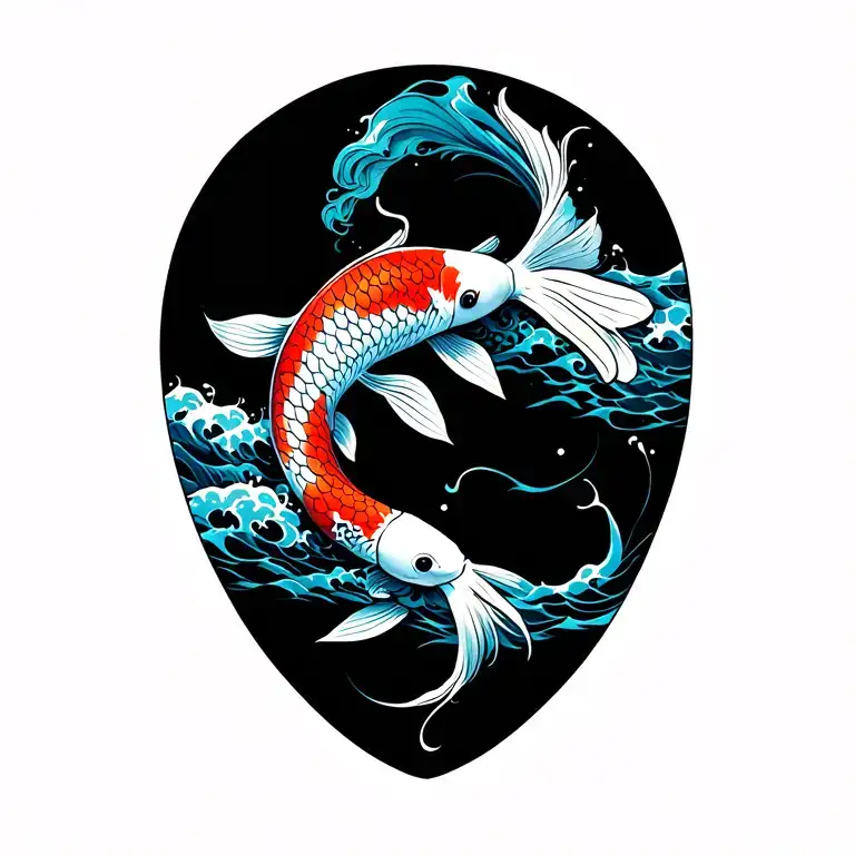 Koi Fish With Waves