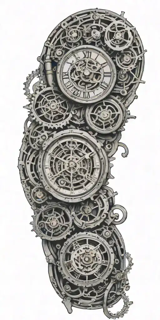 Clock Mechanism Intertwine Along The Entire Length