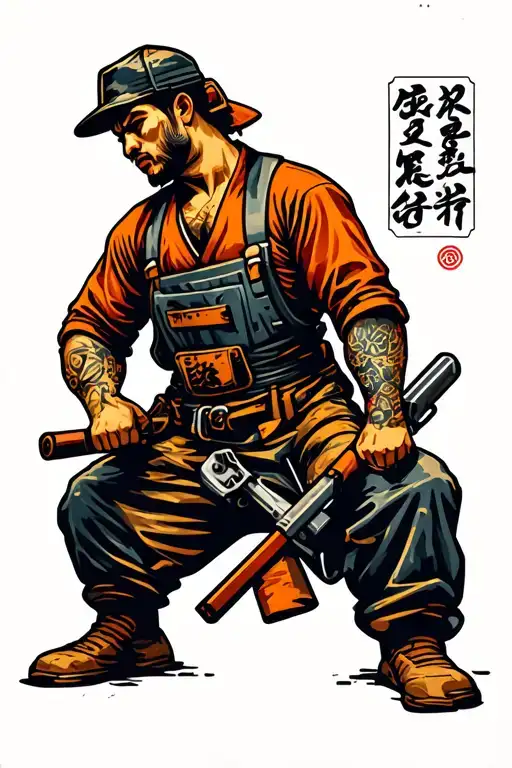 Ironworker Silhouette With A Retro