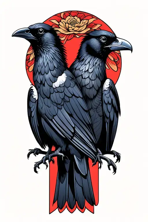 Two Ravens Perched Regally