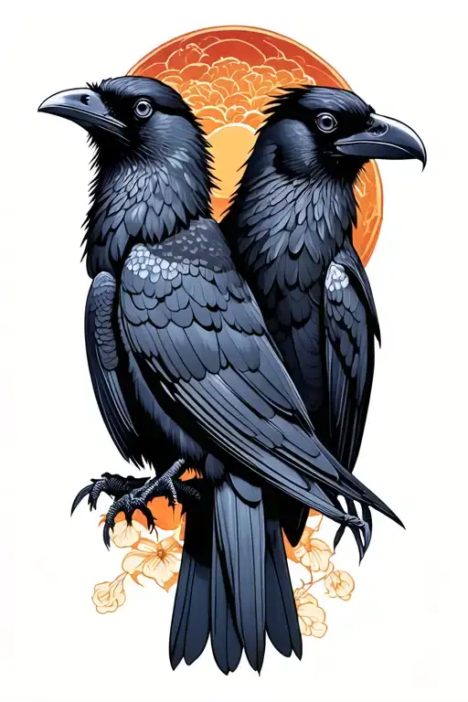 Two Ravens Perched Regally
