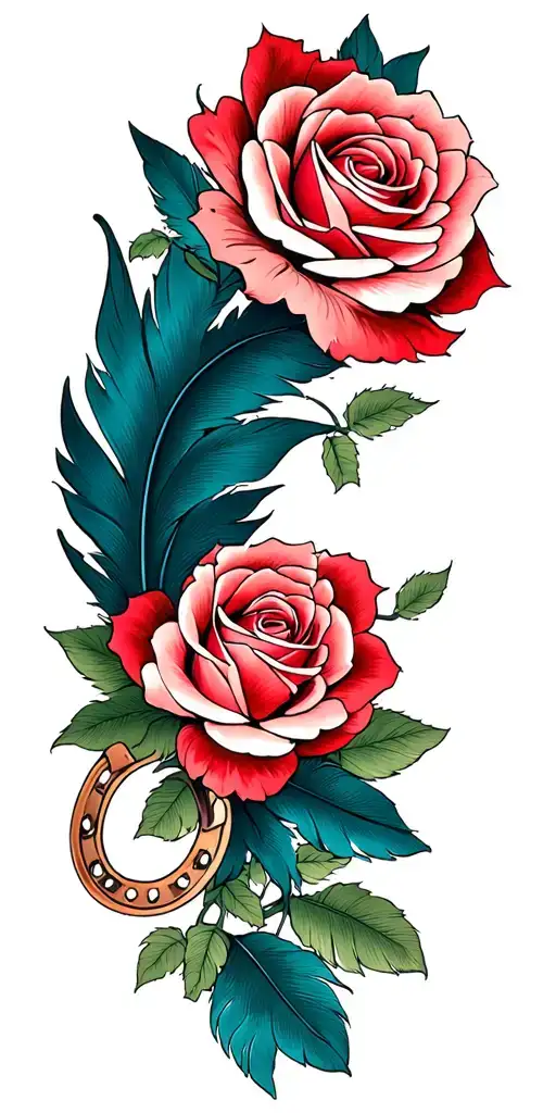 Feathers Horseshoe Roses