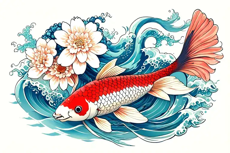 Chrysanthemum Koi Octopus Waves Cherry Blossom