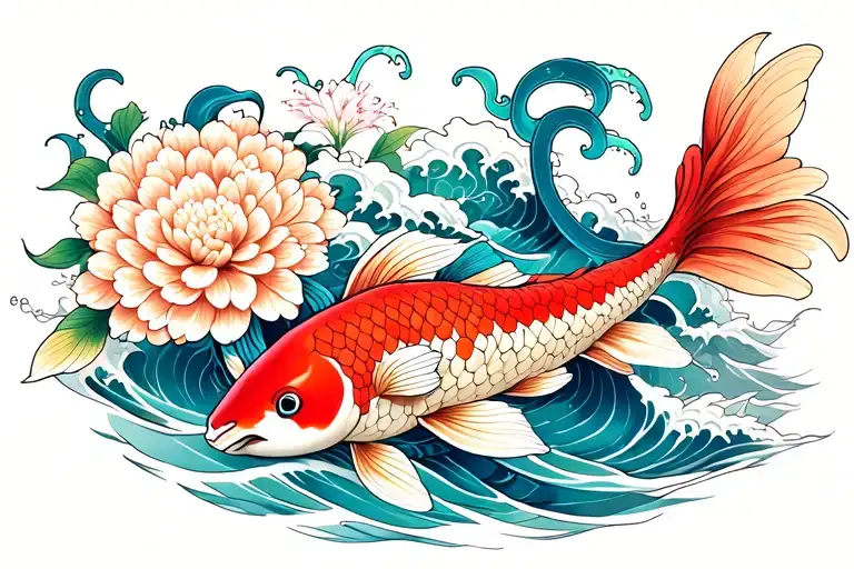 Chrysanthemum Koi Octopus Waves Cherry Blossom