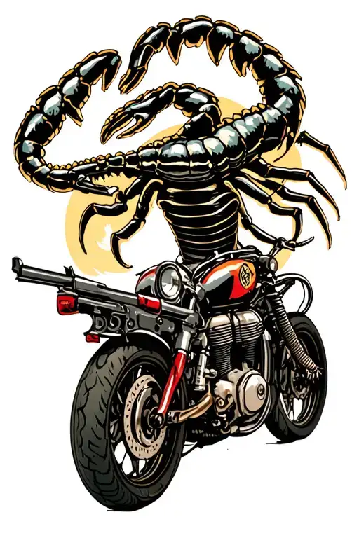 Scorpion On Motorcycle Shooting Guns