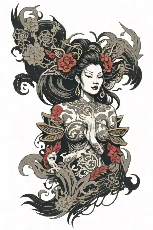 Evil Goddess Surrounded By Absract Representation