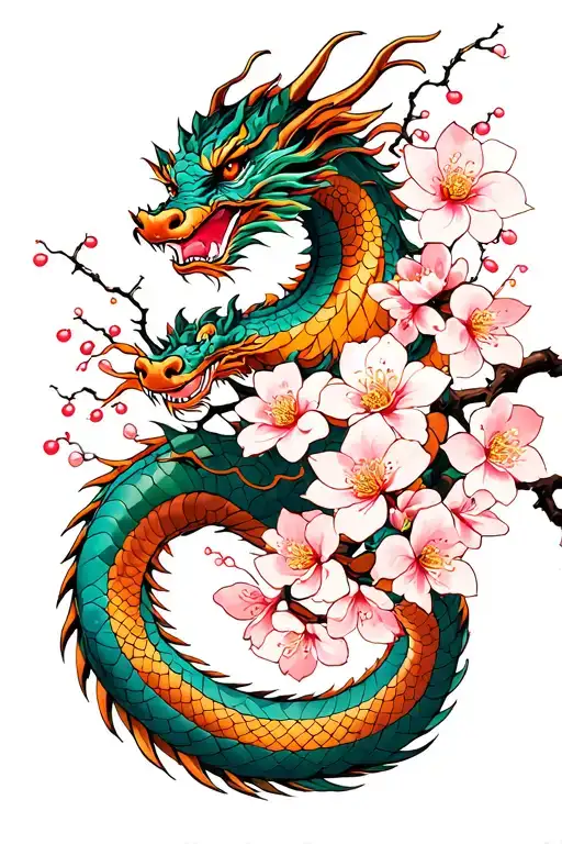 Dragon And Cherry Blossom