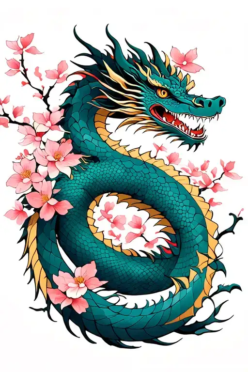 Dragon And Cherry Blossom