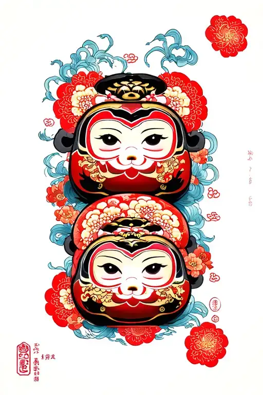 Hanyan And Daruma Doll Surrounded