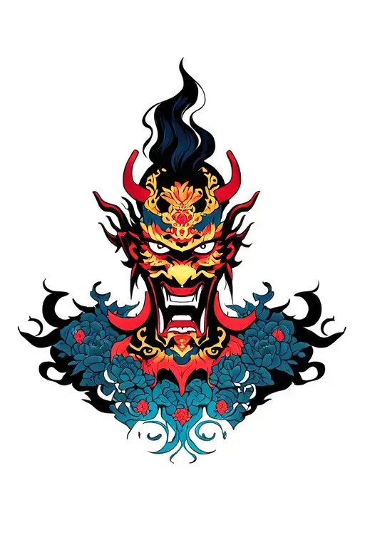 Oni Demon Mask Surrounded