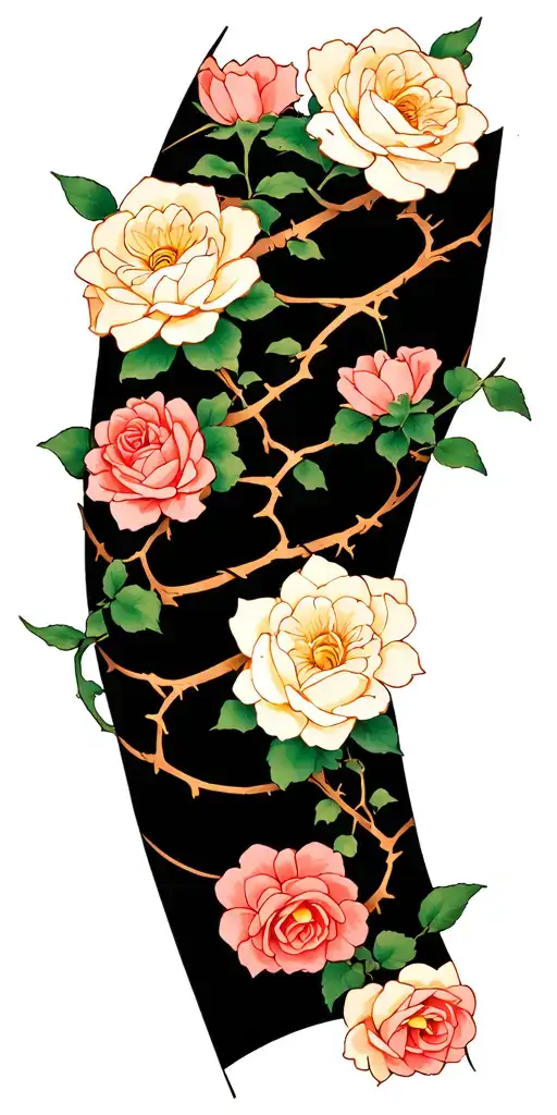 Lots Of Very Small Roses And Thorn Vine Wraping