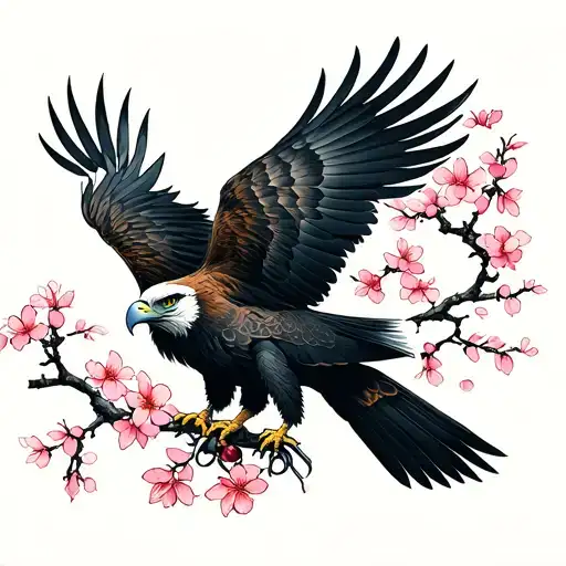 Eagle And Cherry Blossoms